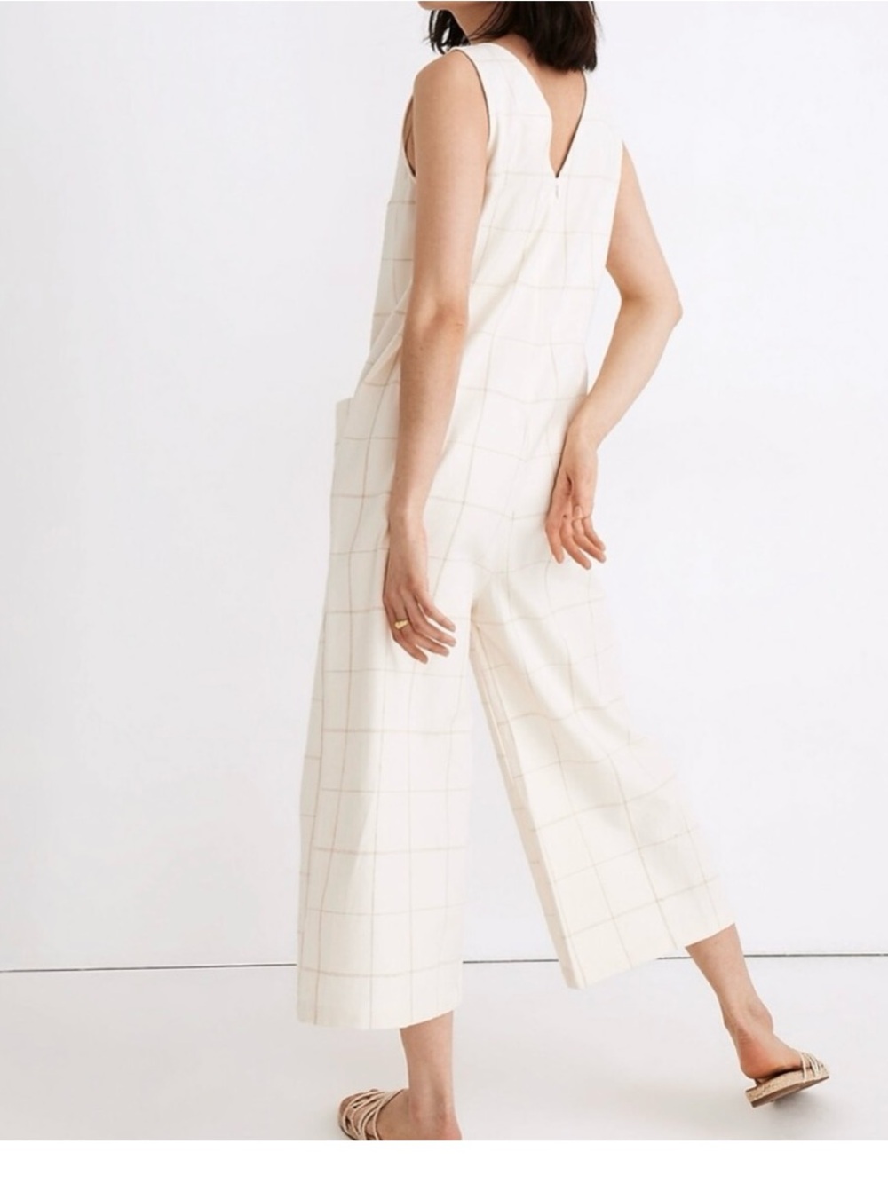 Madewell x LAUDE the Label Windowpane Cropped Jumpsuit Women's Medium NWT - Picture 2 of 13